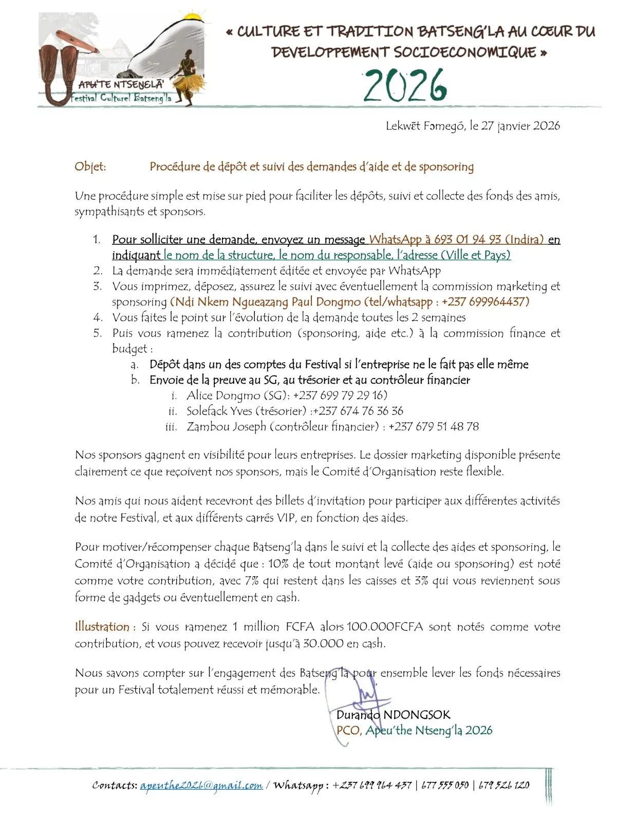 Devenez Ambassadeur de l’APEU’THE NTSENG’LA 2026 : Mobilisons-nous pour le Sponsoring !